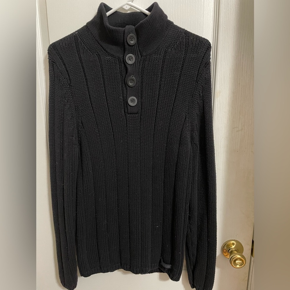 Calvin Klein | Black Rib Knit Long Sleeve Sweater - Picture 6 of 15